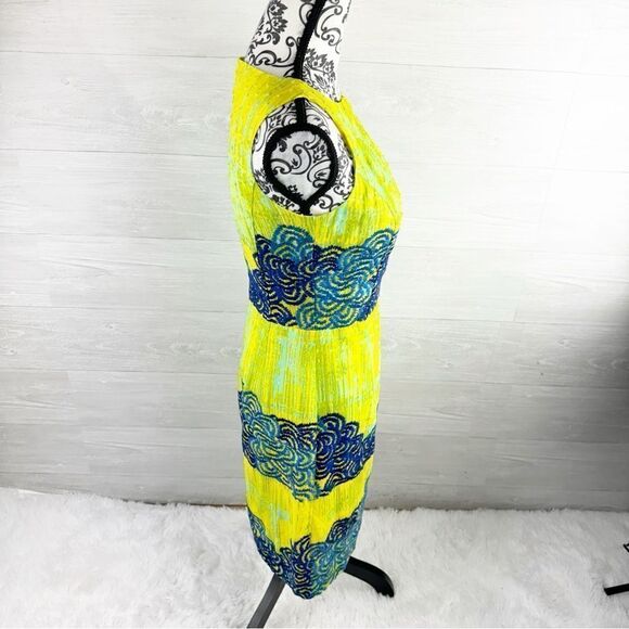 Anthropologie Tabitha Azure Scroll Sleeveless Bodycon Dress NWT - Picture 4 of 8